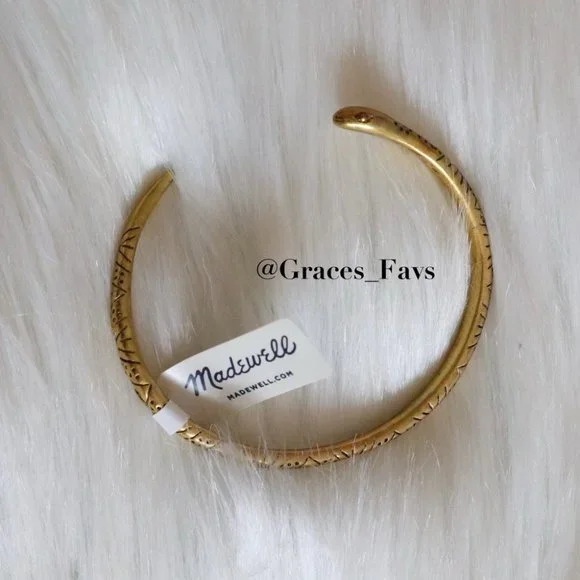 NEW Madewell Gold Snake Cuff Brass Open End Bracelet - Picture 3 of 7